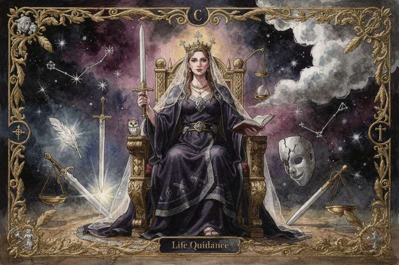 Queen of Swords Tarot Card Meanings: Upright, Reversed & Life Guidance