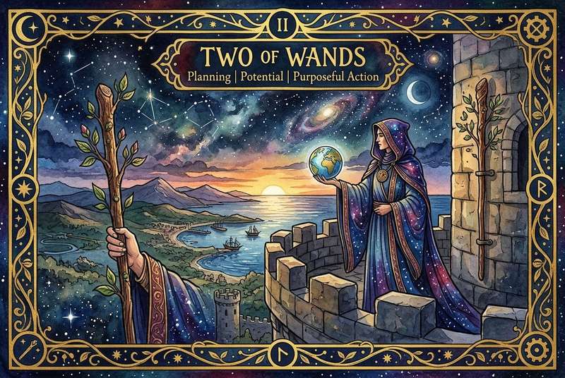 Two of Wands Tarot Card Meanings: Planning, Potential & Purposeful Action