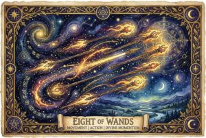 Eight of Wands Tarot Card Meanings: Movement, Action & Divine Momentum