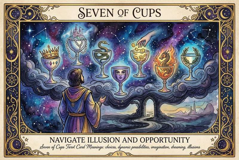Seven of Cups Tarot Card Meanings: Navigate Illusion and Opportunity