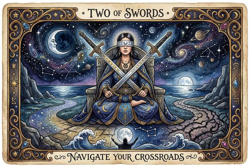 Two of Swords Tarot Card Meanings: Navigate Your Crossroads