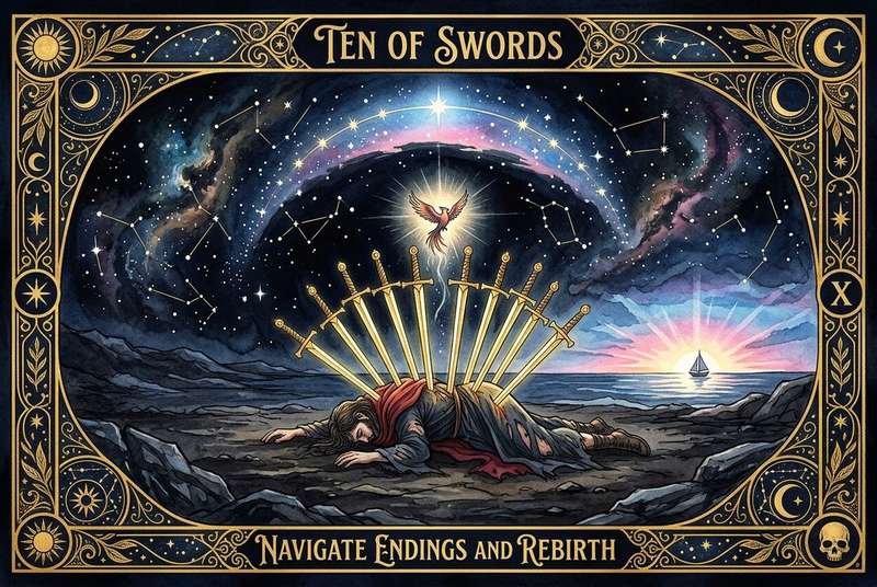 Ten of Swords Tarot Card Meanings: Navigate Endings and Rebirth
