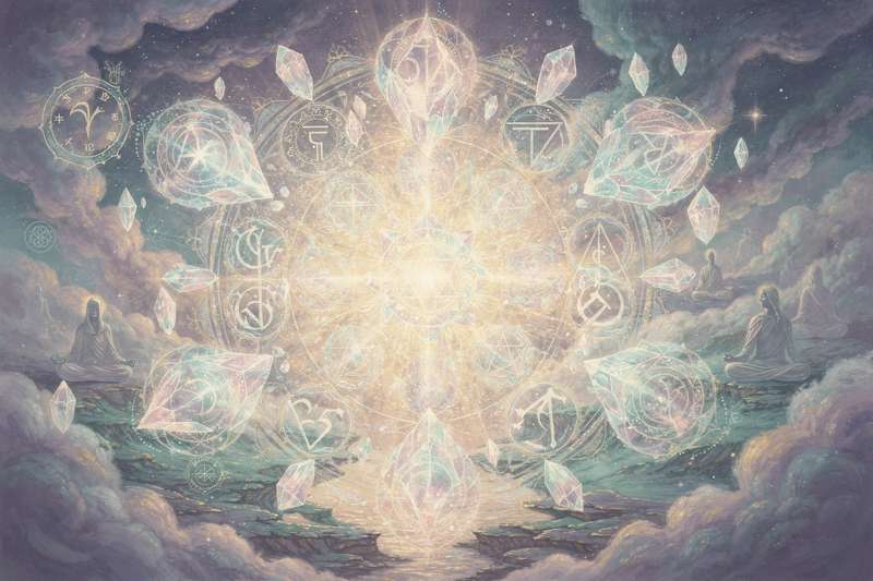 Colorful mandala pattern representing spiritual energy centers and sacred symbolism.