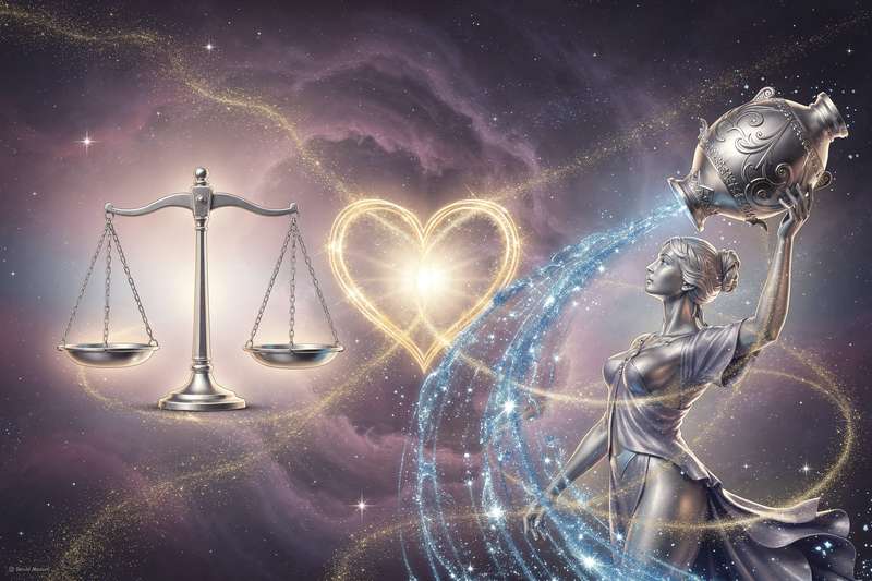 Two air signs exchange ideas and energy in a harmonious astrological connection.