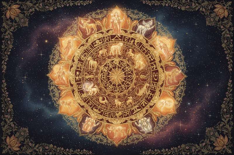 Planetary alignment chart showing interconnected lines between celestial bodies representing astrological yoga combinations.