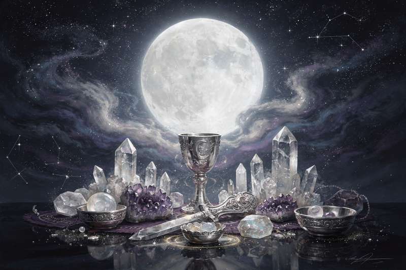 Lunar phases calendar showing waxing and waning cycles for beginner spellcasting practices.