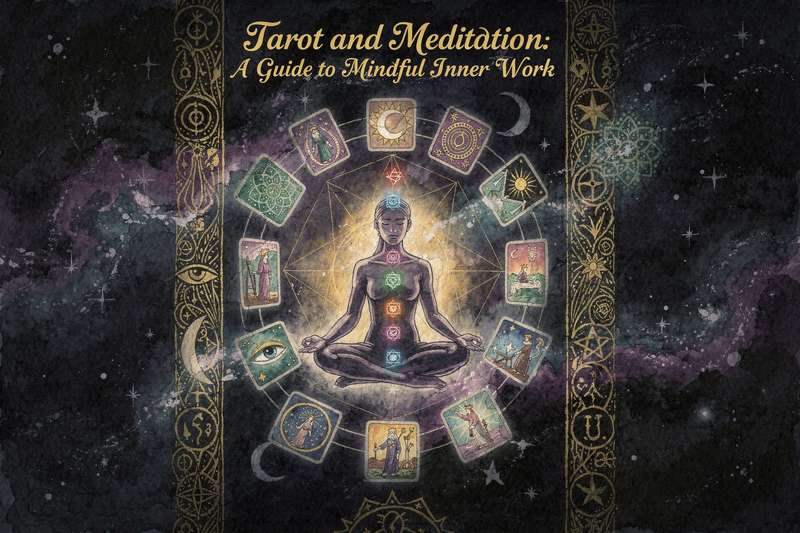 Person holding tarot cards during a meditation practice session for spiritual reflection.