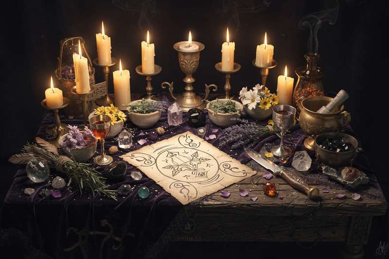 Astrological wheel showing seven planets aligned with their corresponding days of the week for magical practice.
