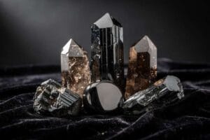 Protective crystal stones arranged together for safety and energetic healing purposes.
