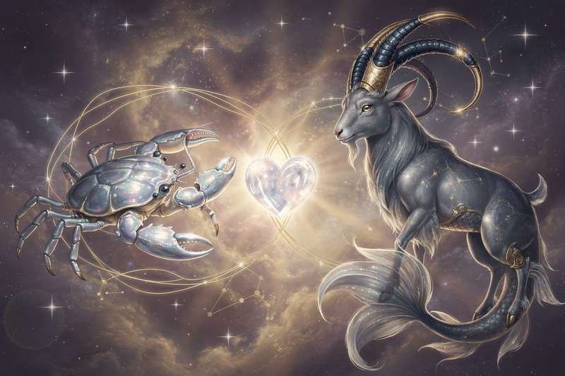 Astrological wheel showing Cancer and Capricorn zodiac signs positioned opposite each other.