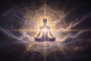 Daily spiritual practice progression showing meditation, journaling, and mindfulness exercises integrated into a morning routine.