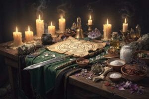 Traditional cast iron cauldron symbolizing magic and witchcraft ritual practices.