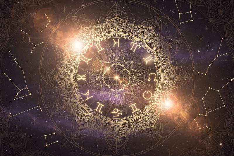 Scorpio zodiac symbol with deep burgundy and black mystical energy swirling around it.