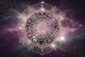 Aquarius zodiac symbol and constellation represented with water bearer imagery and stars.