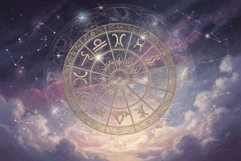 Astrological calendar showing planetary positions and aspects for April 2025.