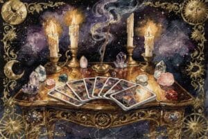 Tarot spread layout demonstrating how beliefs and spoken intentions influence personal outcomes and future manifestation.