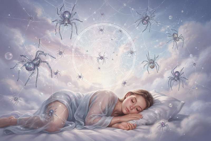 Symbolic representation of spider web patterns reflecting themes of interconnection and spiritual meaning in dreams.