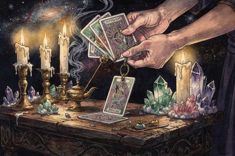 Beginner's guide to selecting a first tarot deck with various colorful card designs displayed for comparison.