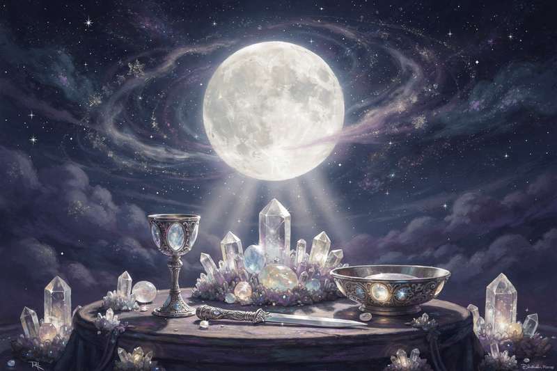 Lunar phases cycle through the night sky showing the moon's changing illumination and astrological significance.
