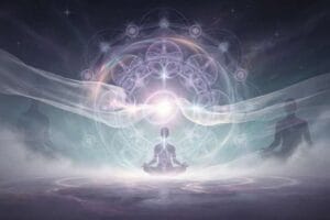 Spiritual symbolism of blue representing tranquility, truth, and divine communication in esoteric traditions.