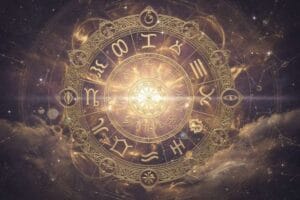 Astrological chart showing Venus and Mars aligned in the zodiac sign Virgo.