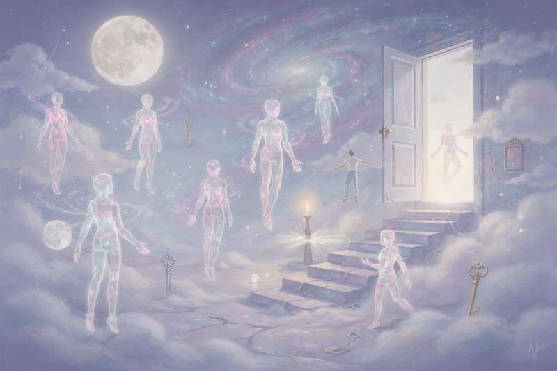 Symbolic representation of various dream characters and their spiritual significance in dream interpretation.