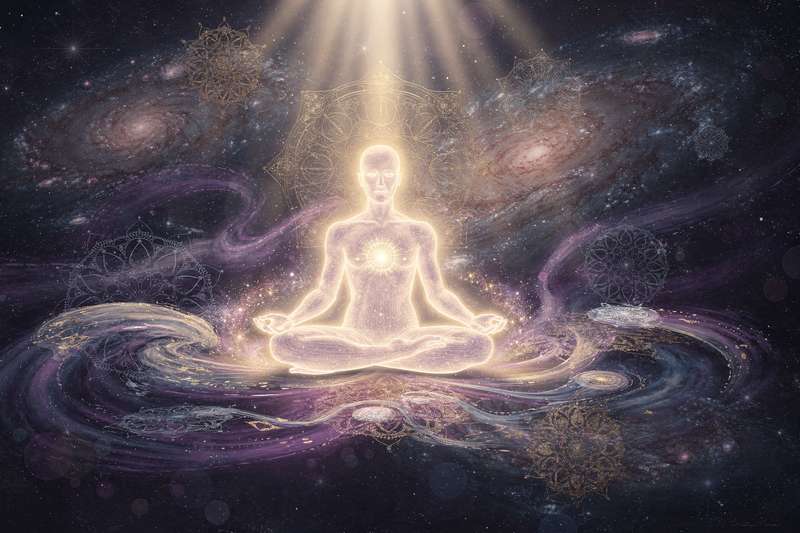 Woman meditating peacefully in natural light with eyes closed, seeking inner spiritual connection and guidance.