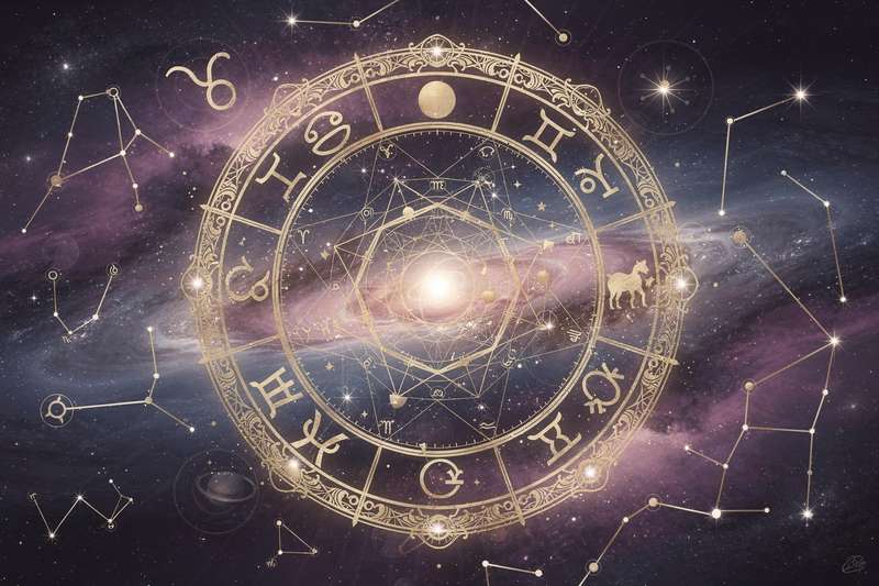 Astrological wheel with planetary positions and financial market symbols aligned for June 2026.