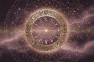 Pallas asteroid symbol overlaid on a dreamy, ethereal Pisces constellation background.
