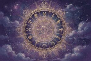 Aries zodiac symbol and constellation with horoscope forecast details.