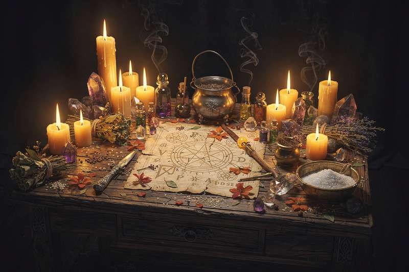 Father's Day crystal ritual setup with stones arranged in a meaningful pattern for honoring paternal figures.
