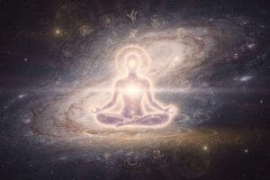 Spiritual diagram showing interconnected energy layers and consciousness dimensions beyond physical reality.