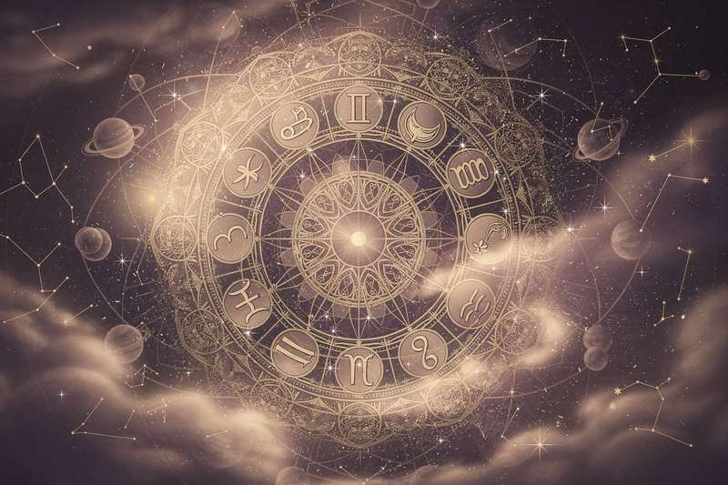 All twelve zodiac sign symbols arranged in a circle showing their unique astrological glyphs.